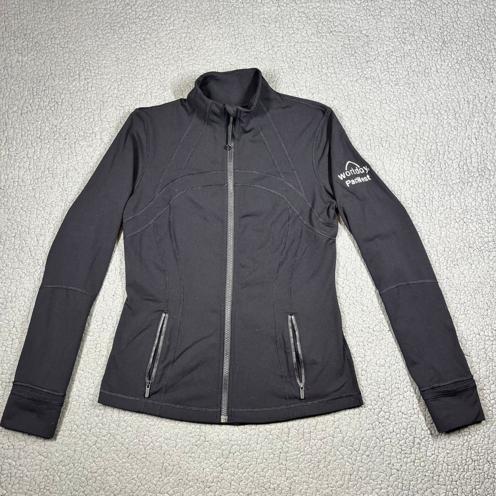 Lululemon Define Jacket Womens 10 Luon Zip Workday PacWest Logo Black Active